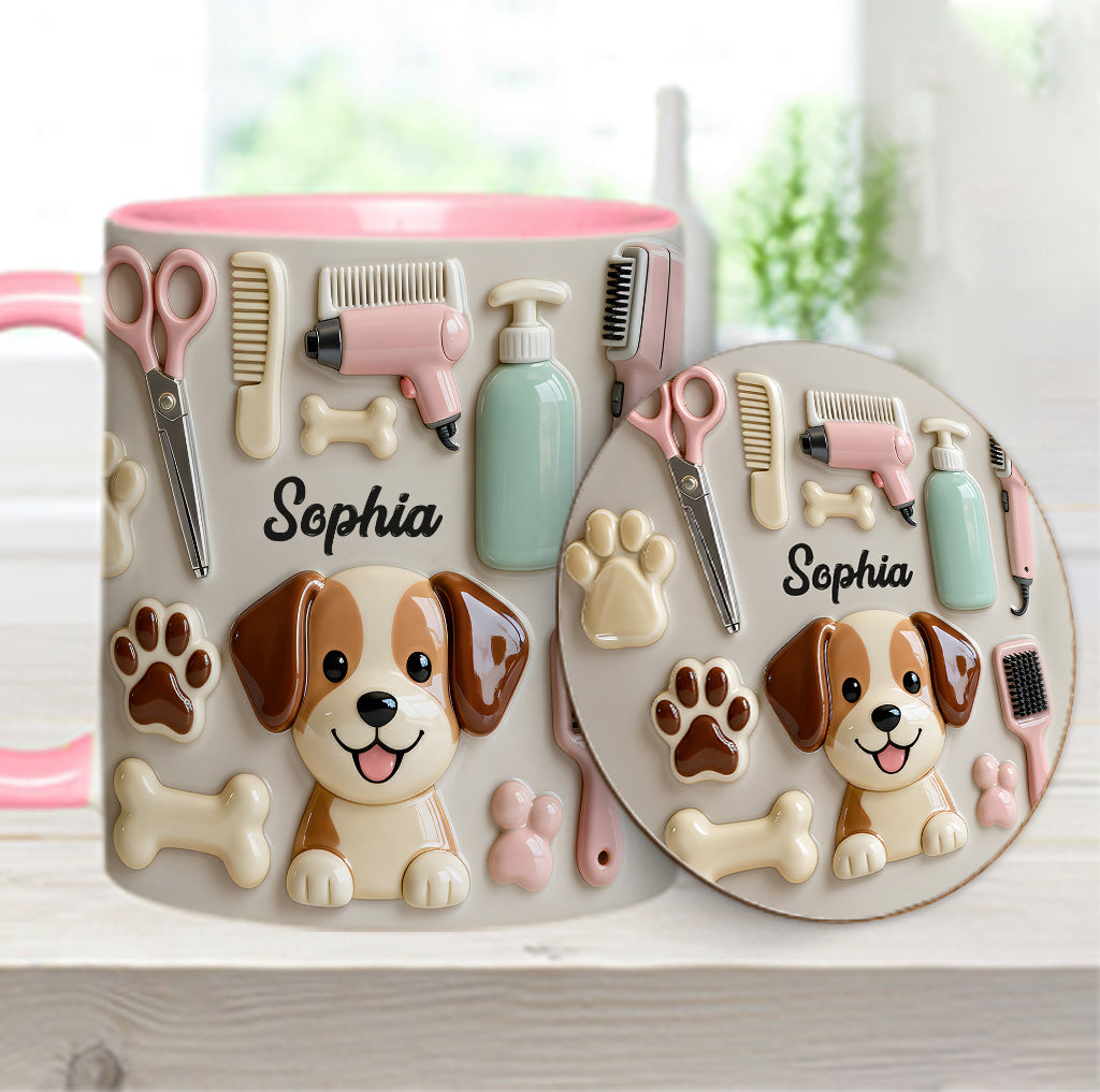 Best Dog Groomer - Personalized Dog Groomer Accent Mug & Coaster
