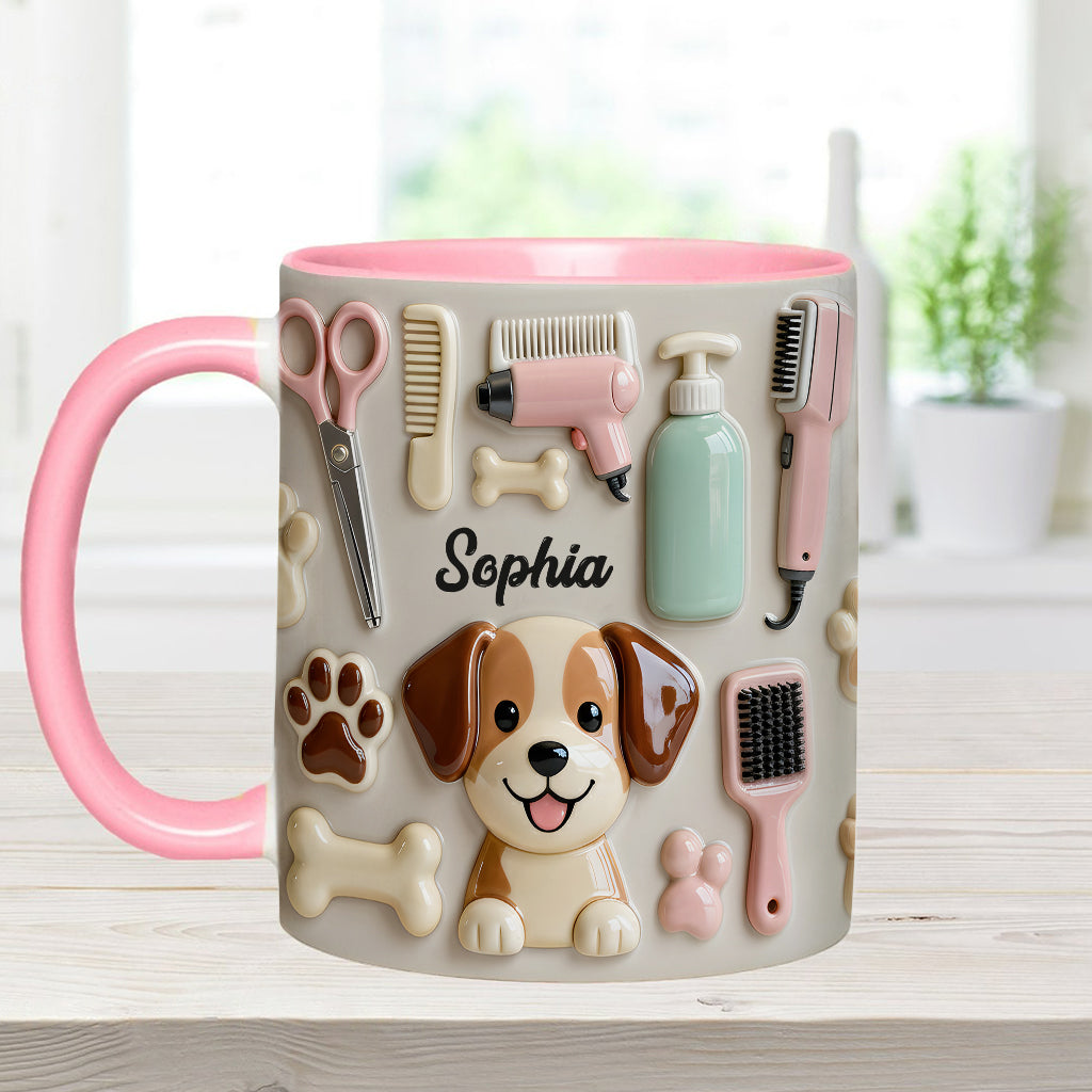 Best Dog Groomer - Personalized Dog Groomer Accent Mug & Coaster