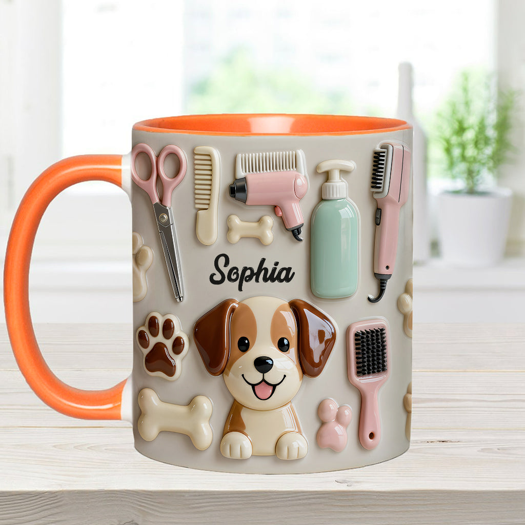 Best Dog Groomer - Personalized Dog Groomer Accent Mug & Coaster