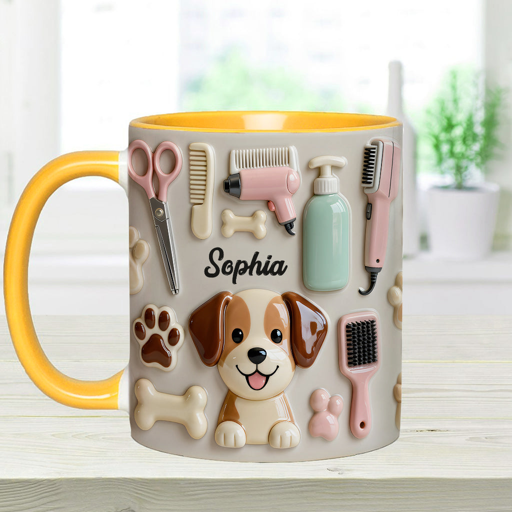 Best Dog Groomer - Personalized Dog Groomer Accent Mug & Coaster