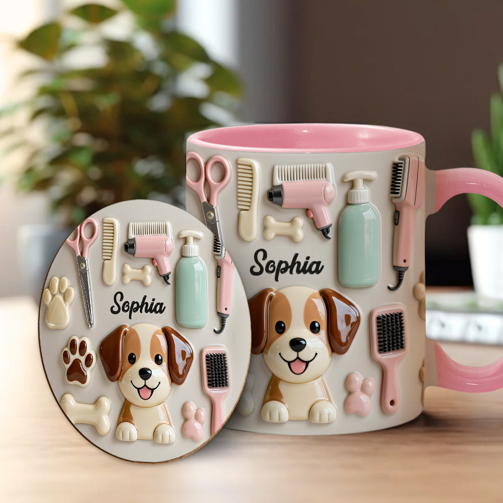 Best Dog Groomer - Personalized Dog Groomer Accent Mug & Coaster