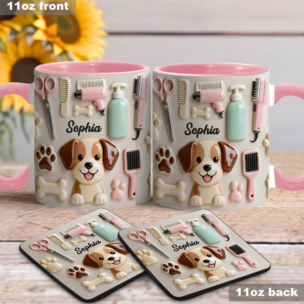 Best Dog Groomer - Personalized Dog Groomer Accent Mug & Coaster