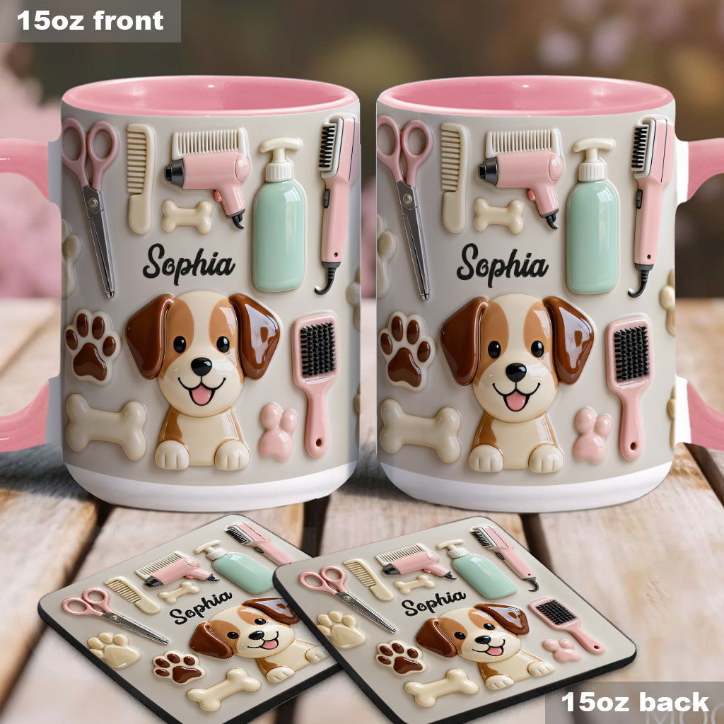 Best Dog Groomer - Personalized Dog Groomer Accent Mug & Coaster