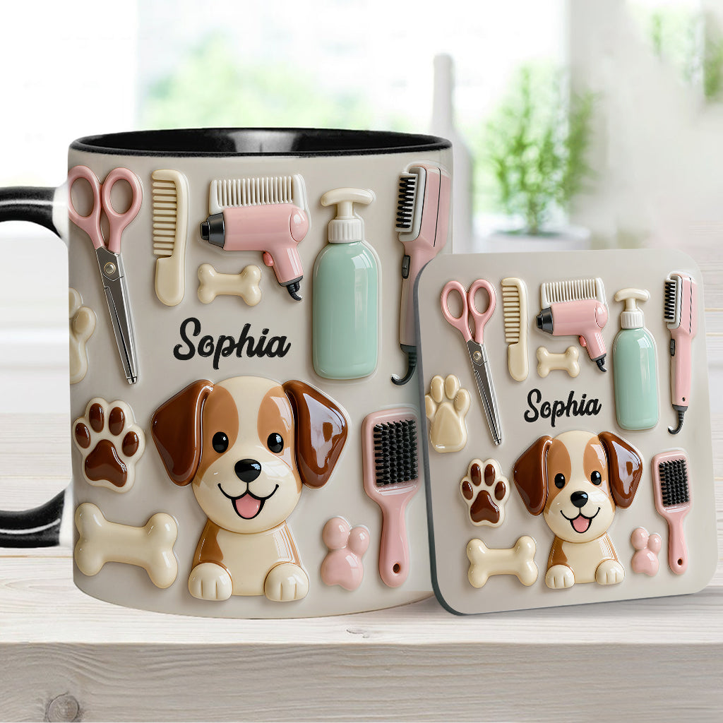 Best Dog Groomer - Personalized Dog Groomer Accent Mug & Coaster