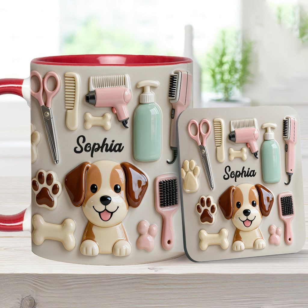Best Dog Groomer - Personalized Dog Groomer Accent Mug & Coaster
