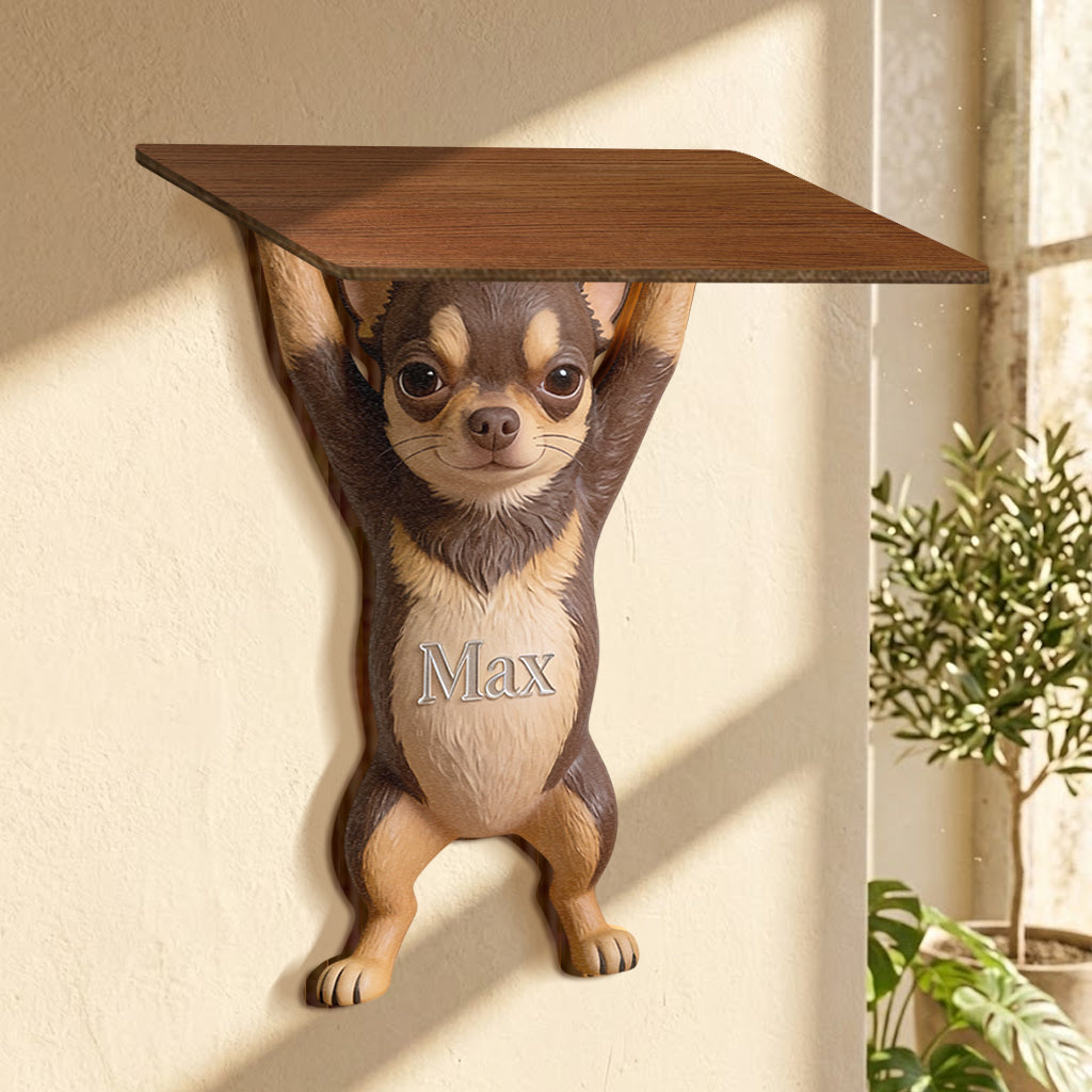 Pet Lifted Home Accent - Personalized Dog Wooden Floating Shelf