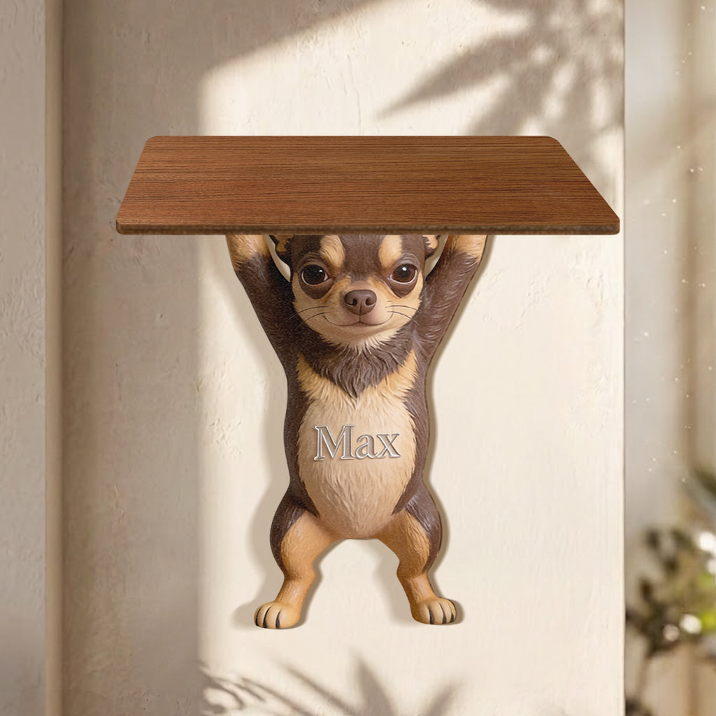 Pet Lifted Home Accent - Personalized Dog Wooden Floating Shelf
