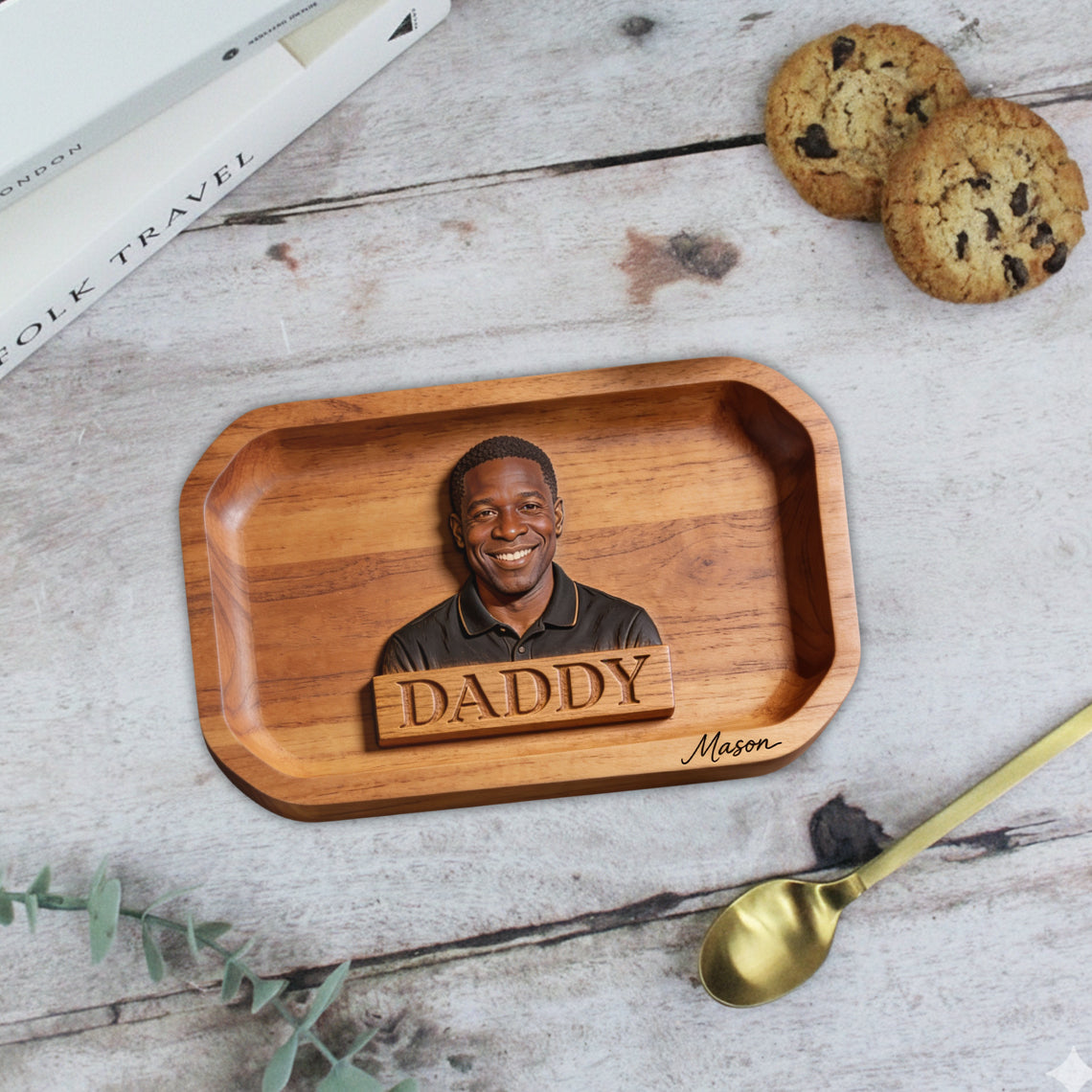 Papa Alles Tray — Von echtem Foto - Personalisierbares Vater Ablagefach