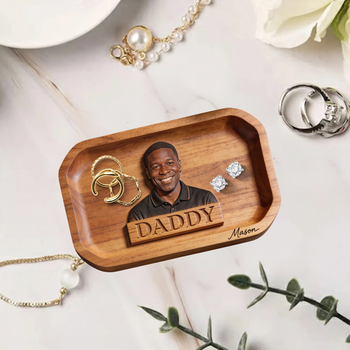 Papa Alles Tray — Von echtem Foto - Personalisierbares Vater Ablagefach