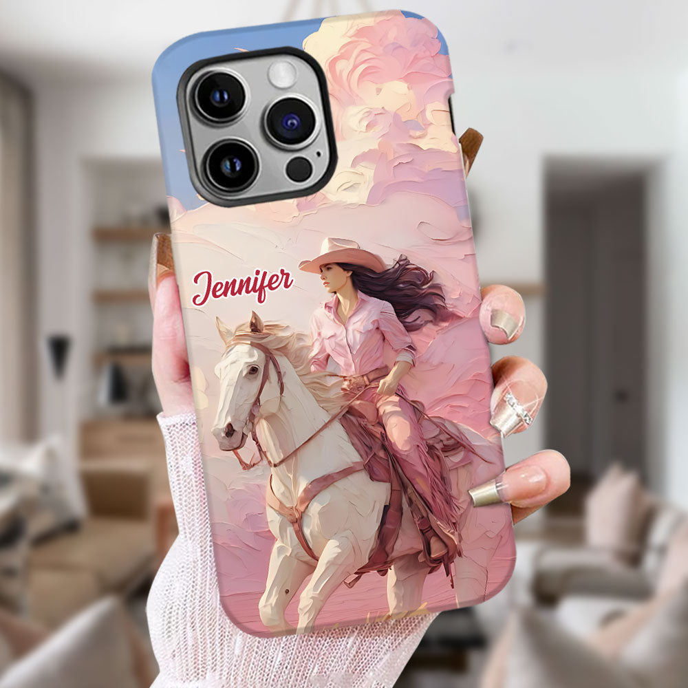 Coque de téléphone personnalisée avec imprimé intégral « Cowgirl rose »