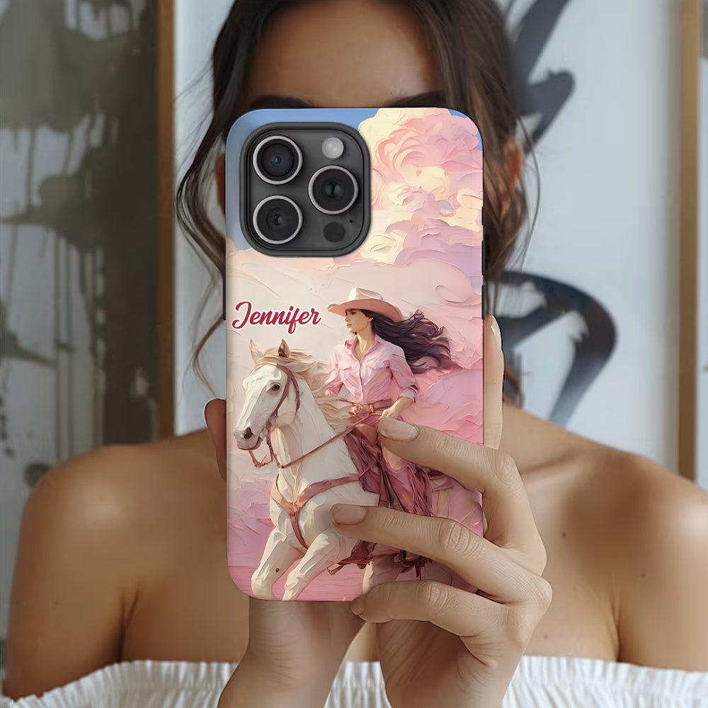Coque de téléphone personnalisée avec imprimé intégral « Cowgirl rose »
