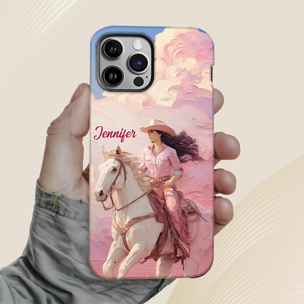 Coque de téléphone personnalisée avec imprimé intégral « Cowgirl rose »