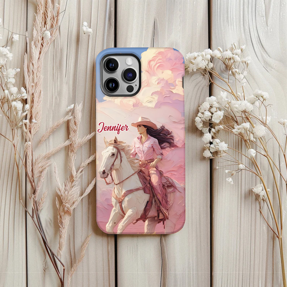 Coque de téléphone personnalisée avec imprimé intégral « Cowgirl rose »