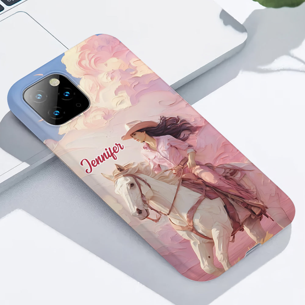 Coque de téléphone personnalisée avec imprimé intégral « Cowgirl rose »