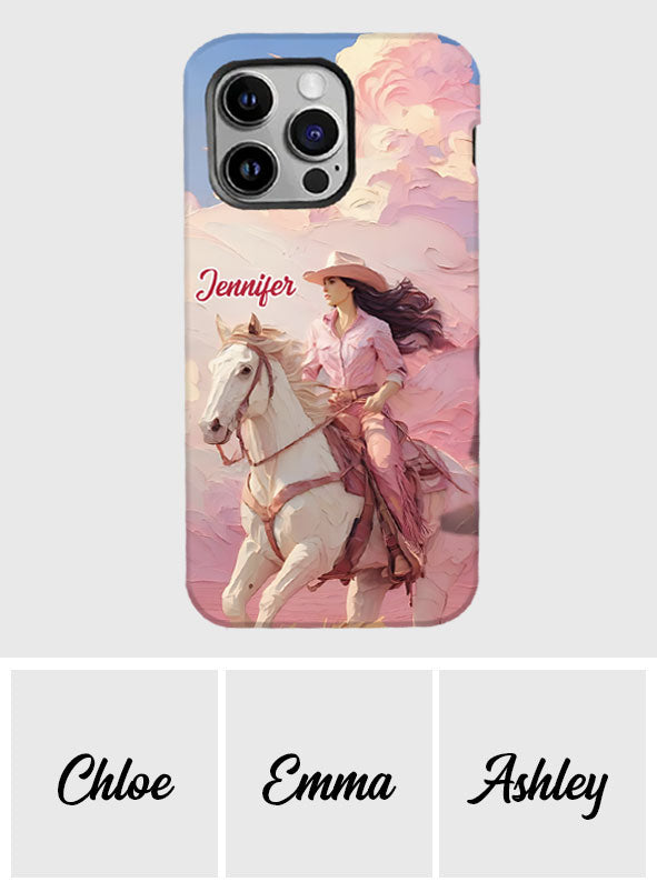 Coque de téléphone personnalisée avec imprimé intégral « Cowgirl rose »