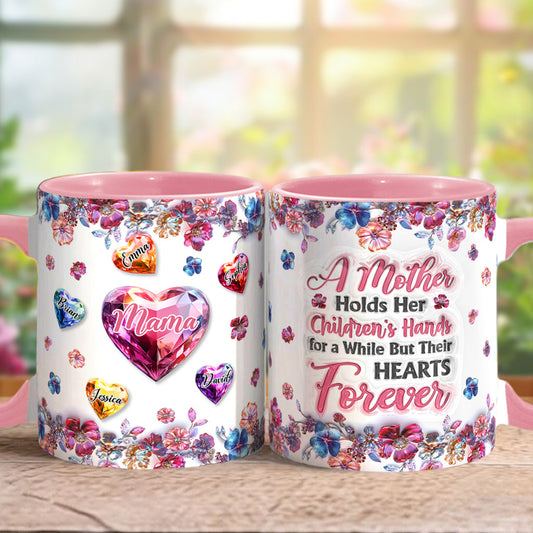 A Mother Holds Her Children's Hands - Personalized Mother Accent Mug