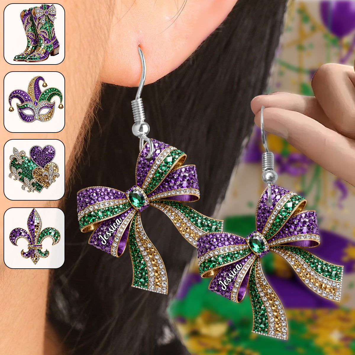 C'est Mardi Gras ! - Boucles d'oreilles personnalisées pour Mardi Gras