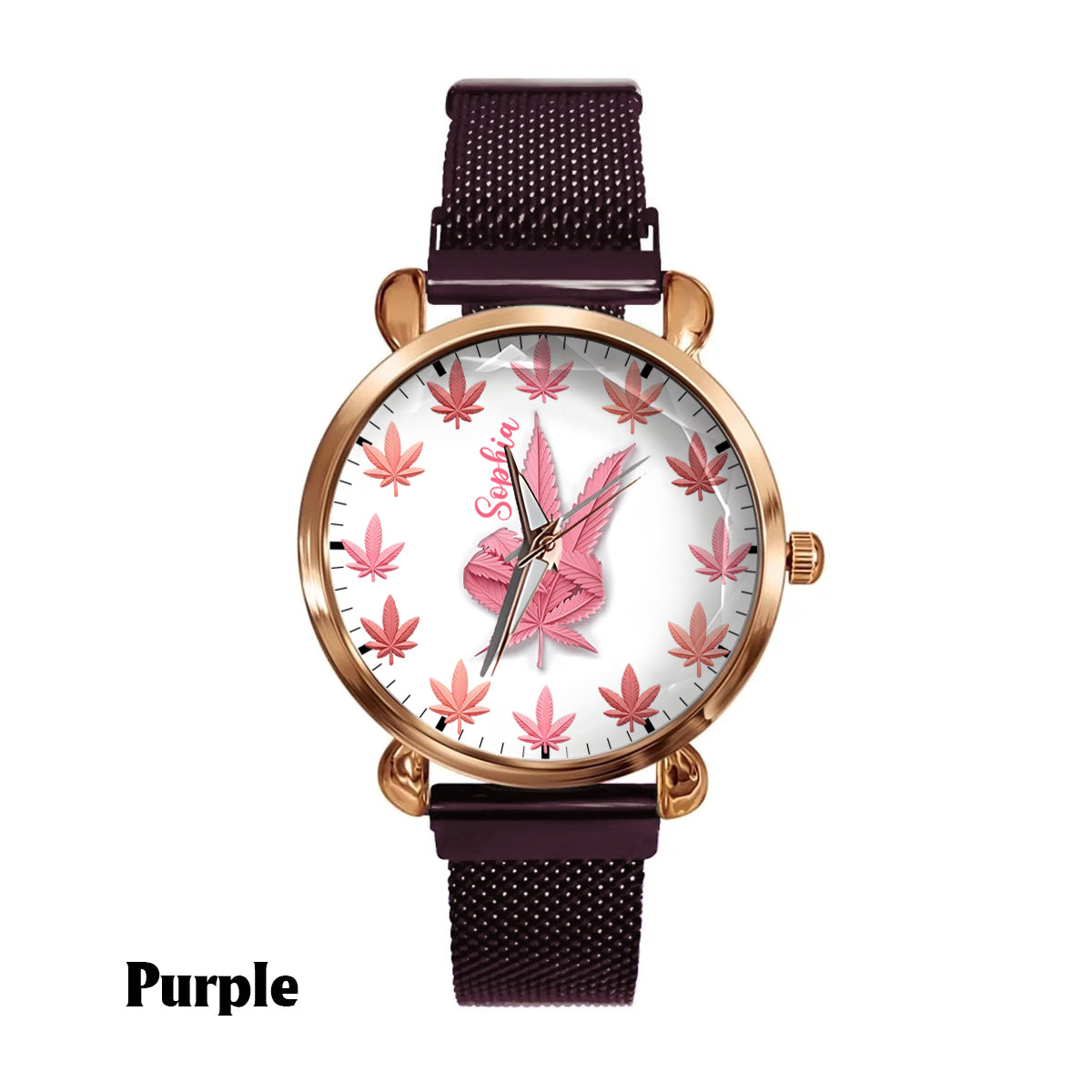 Montre-bracelet personnalisée pour femme Pink Cannabis - Cannabis rose