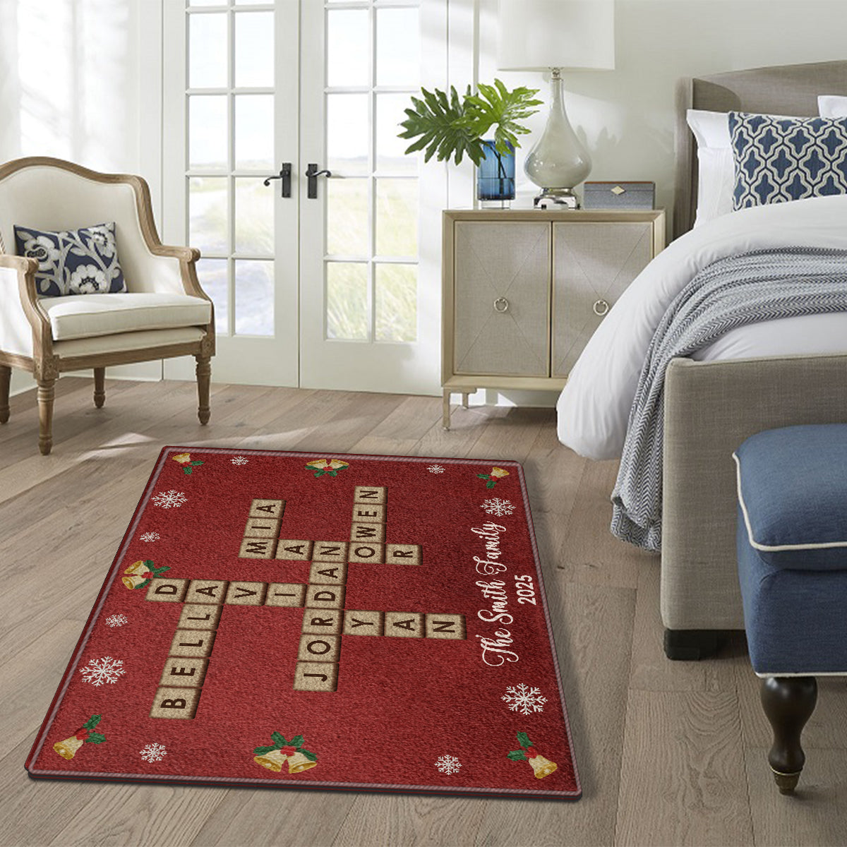 Crossword Puzzle Scrabble - Personalized Family Non-Slip Tufted Rug