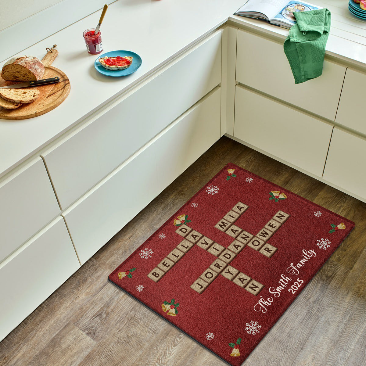 Crossword Puzzle Scrabble - Personalized Family Non-Slip Tufted Rug
