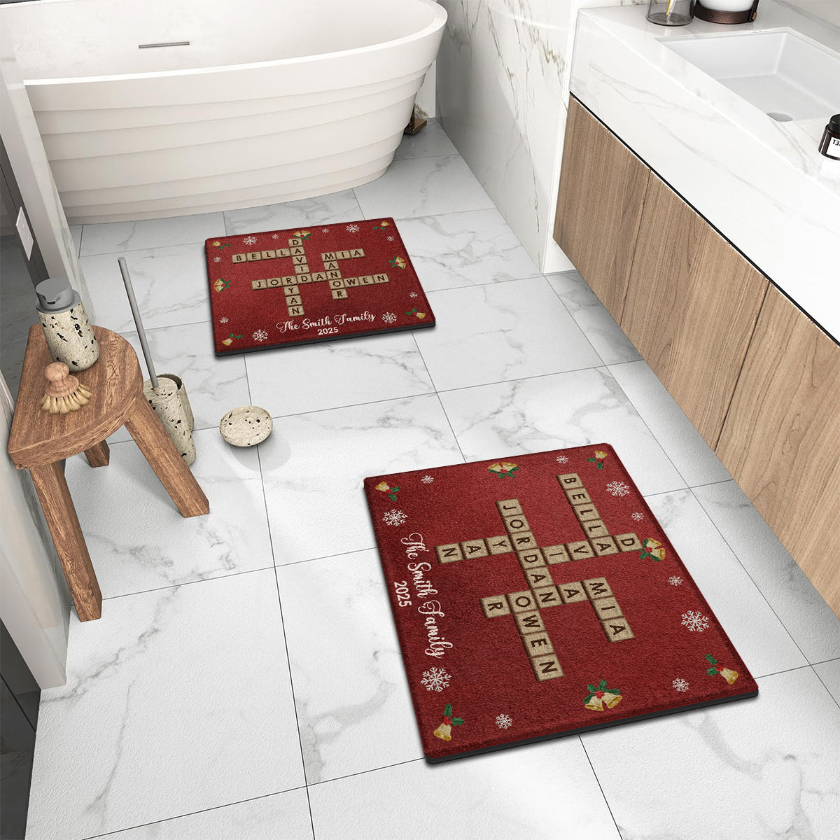 Crossword Puzzle Scrabble - Personalized Family Non-Slip Tufted Rug