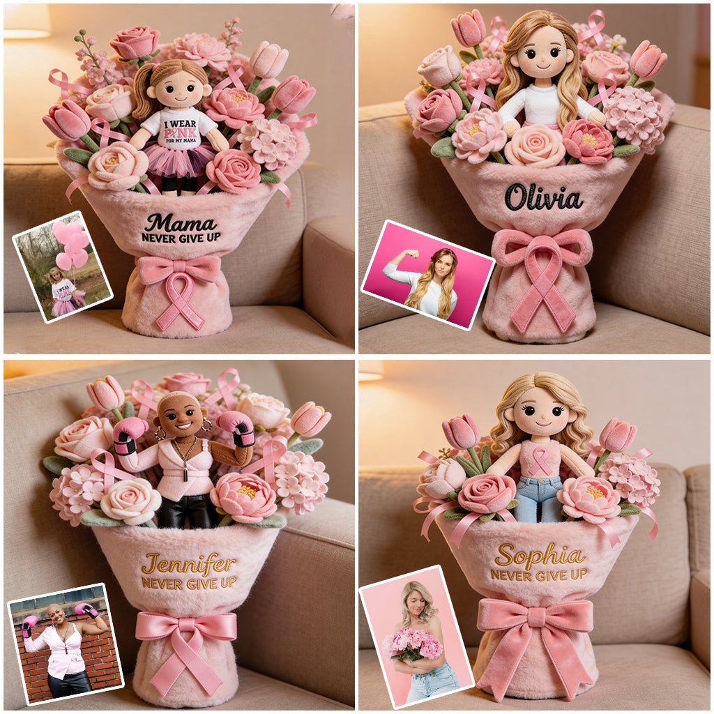 Sensibilisation au cancer du sein - Coussin en fausse fourrure premium personnalisé pour la sensibilisation au cancer du sein