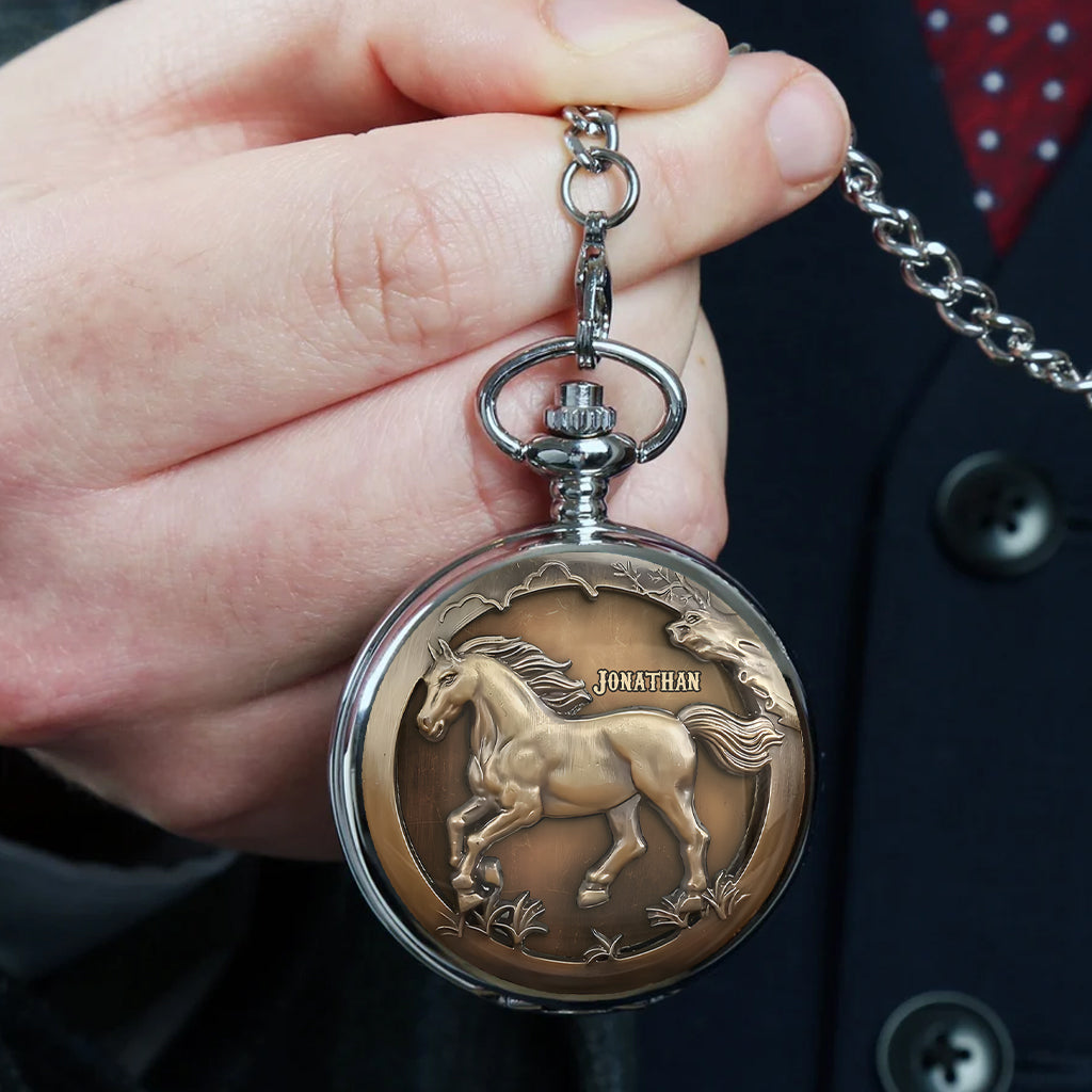 Easily Distracted By Horses - Personalized Horse Pocket Watch