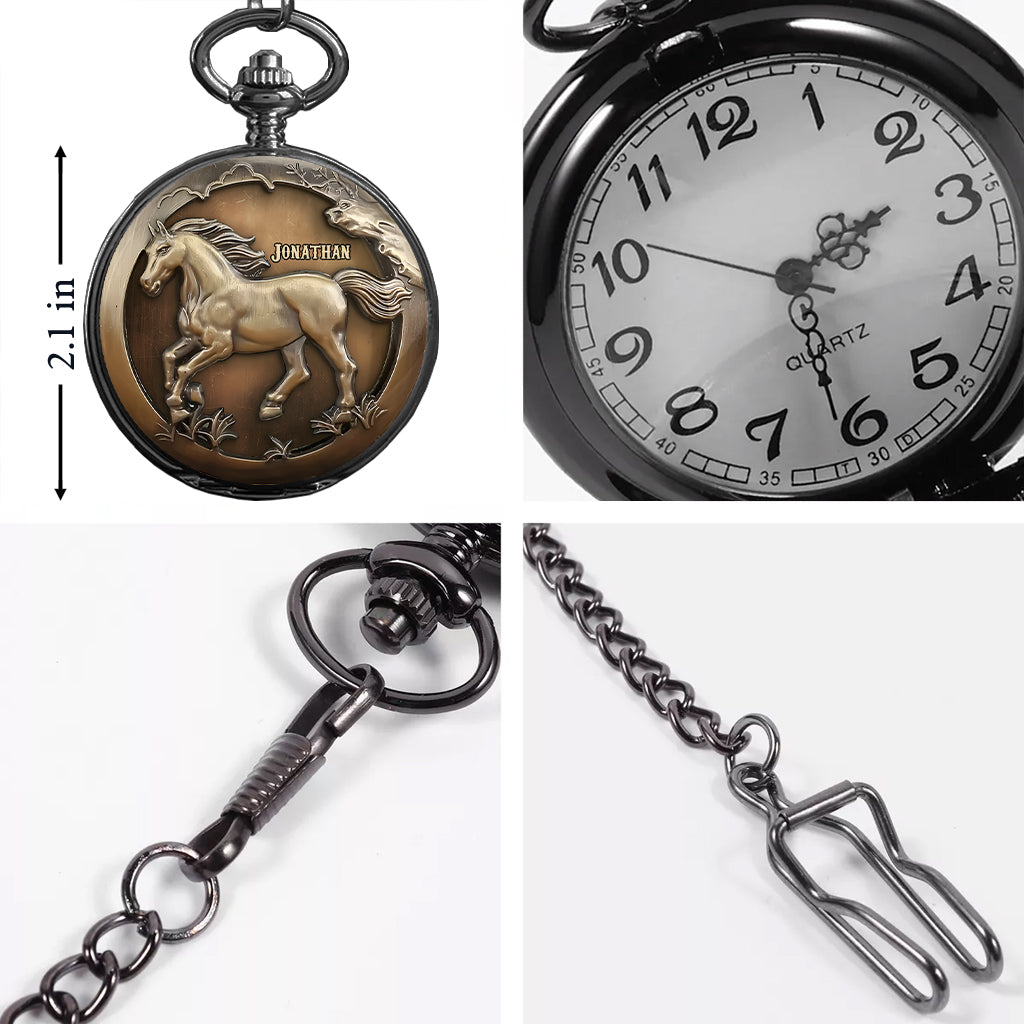 Easily Distracted By Horses - Personalized Horse Pocket Watch