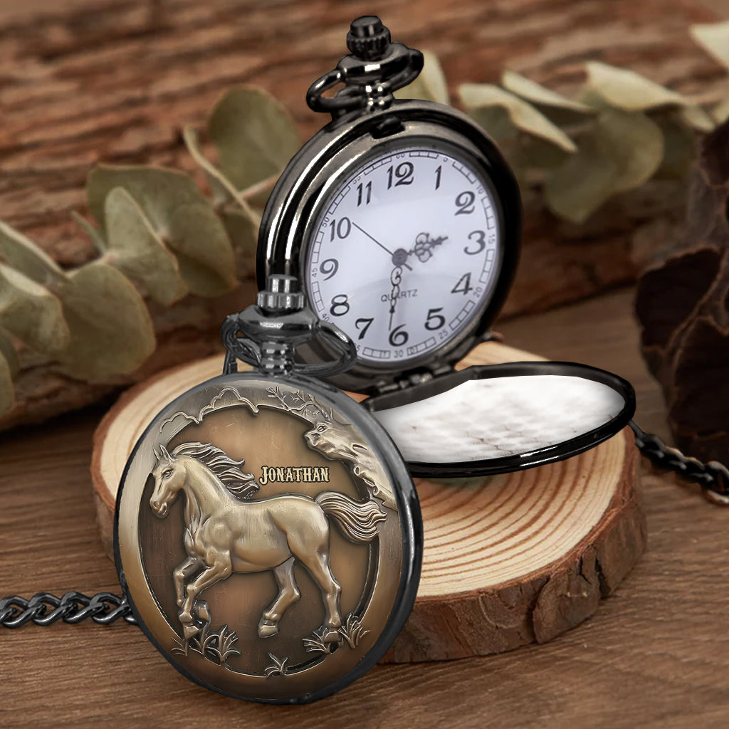 Easily Distracted By Horses - Personalized Horse Pocket Watch