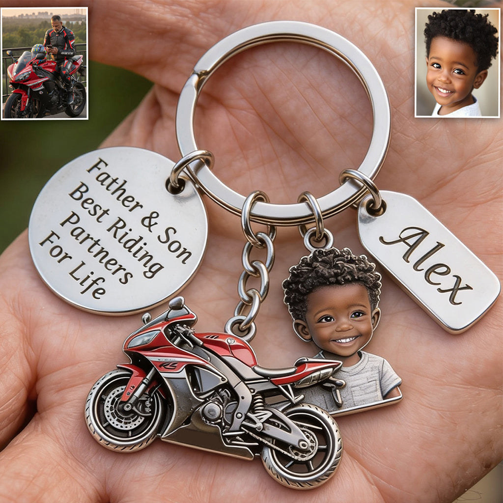 BIKER DAD - Personalisierter Biker-Schlüsselanhänger mit Charms