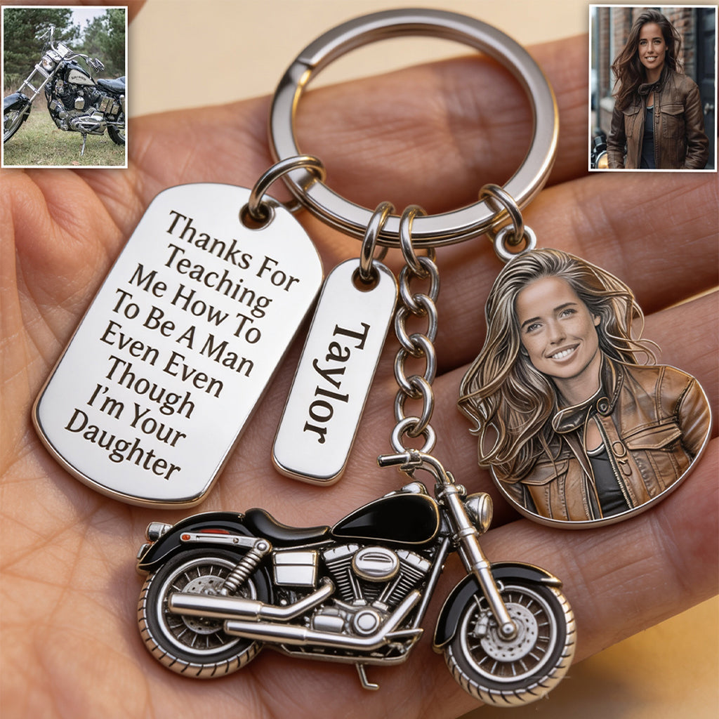 BIKER DAD - Personalisierter Biker-Schlüsselanhänger mit Charms