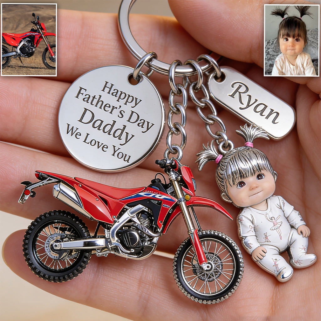 BIKER DAD - Personalisierter Biker-Schlüsselanhänger mit Charms