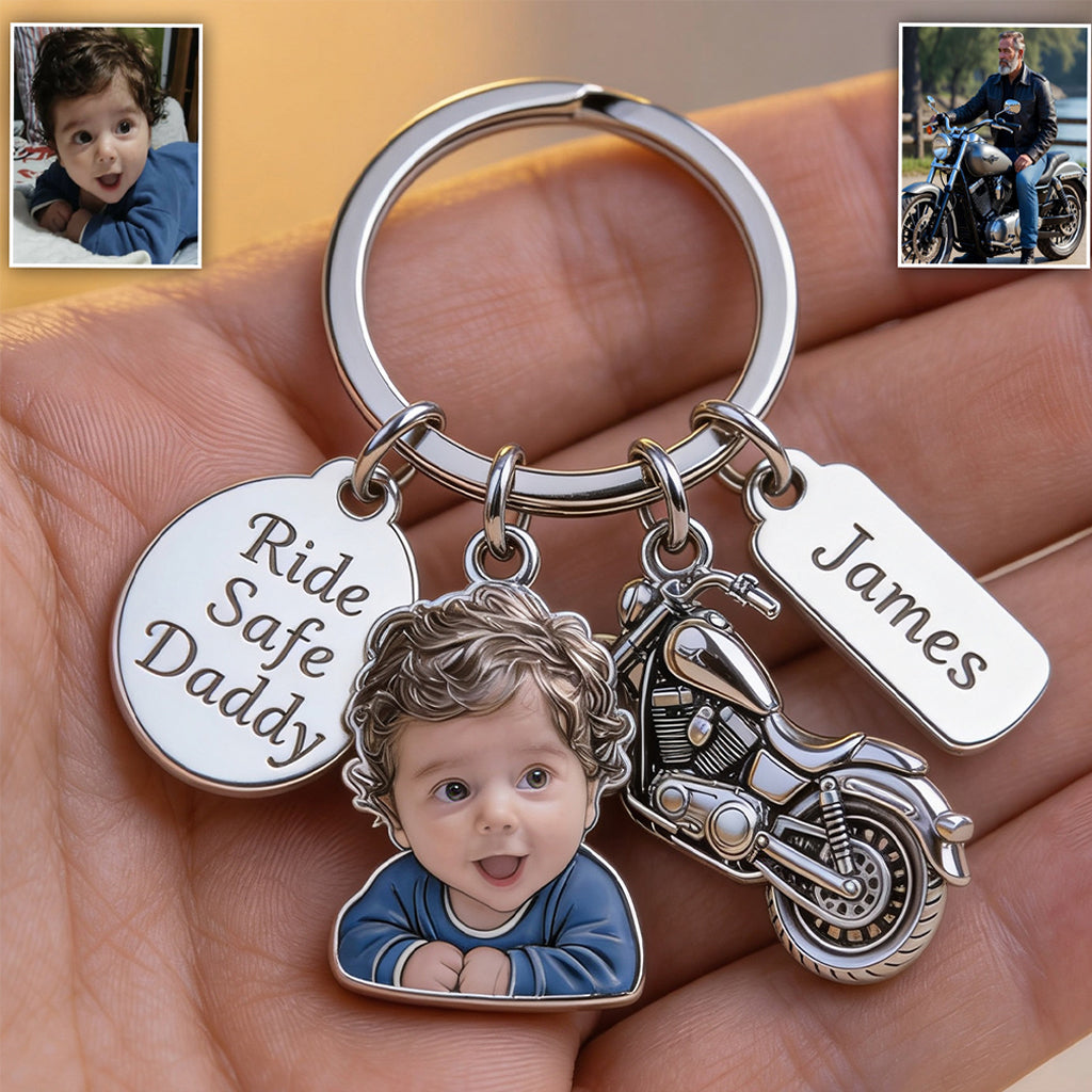 BIKER DAD - Personalisierter Biker-Schlüsselanhänger mit Charms