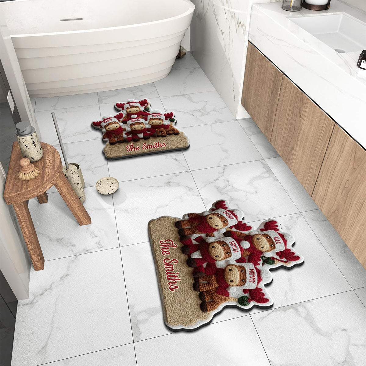 Reindeer Family - Personalized Family Non-Slip Tufted Rug