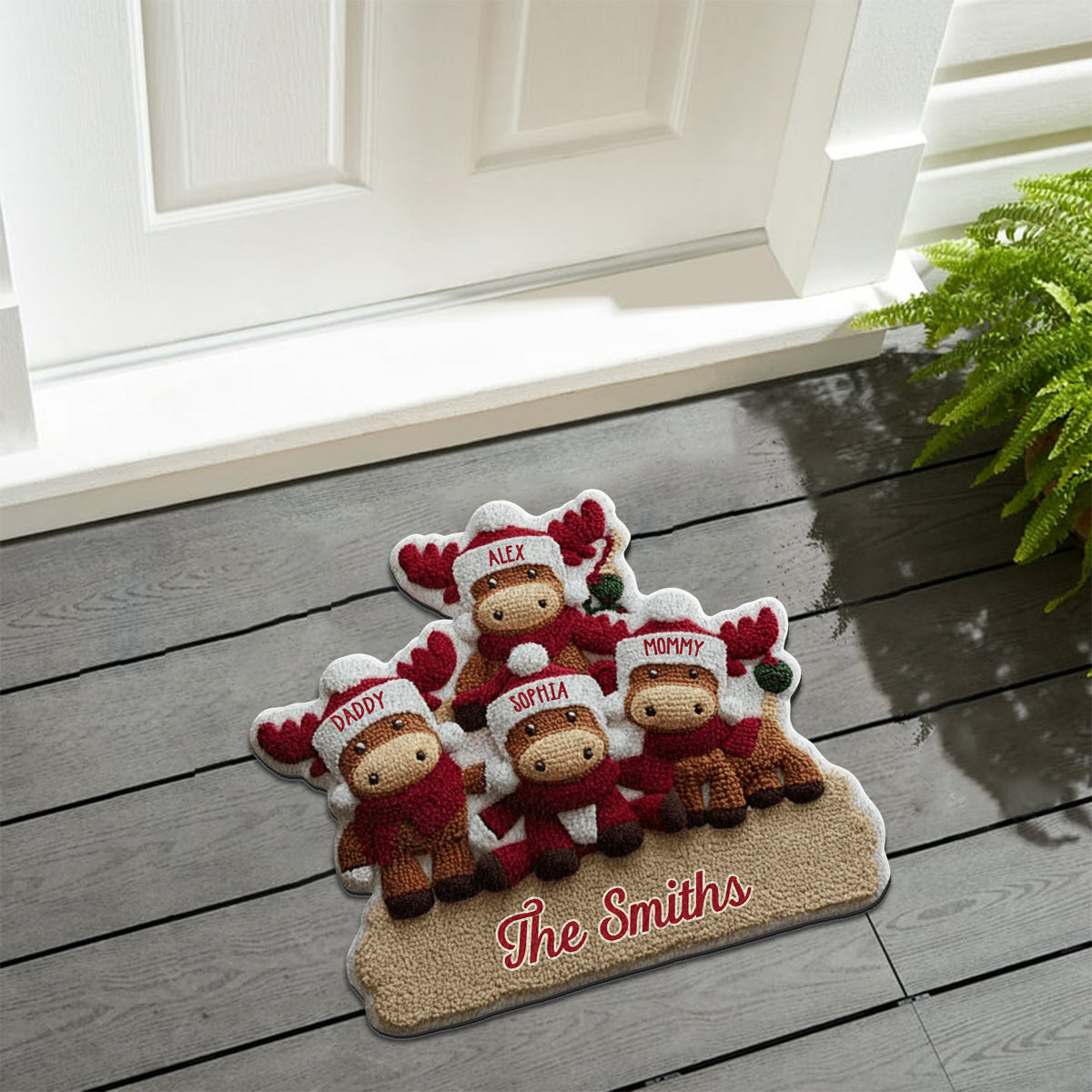 Reindeer Family - Personalized Family Non-Slip Tufted Rug