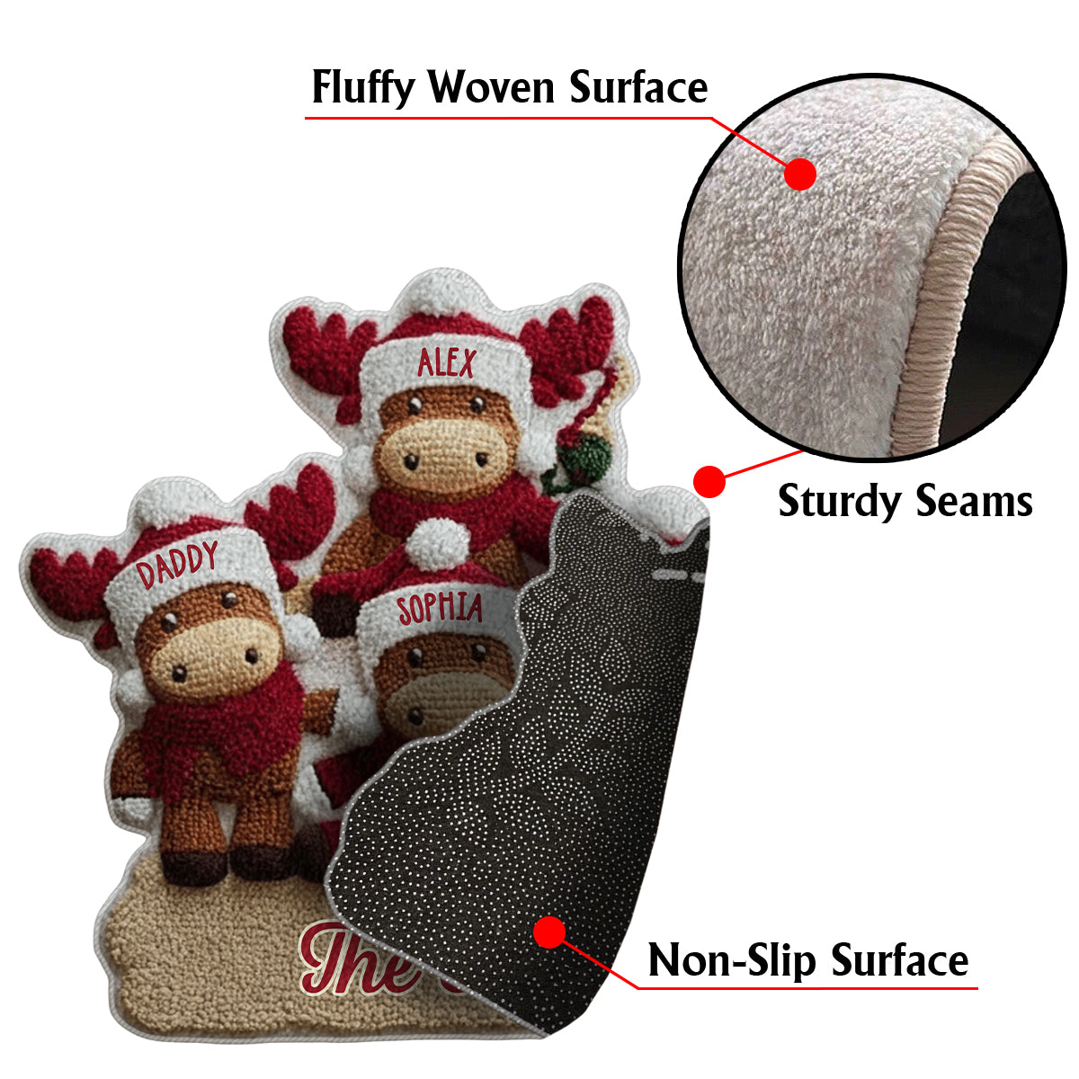 Reindeer Family - Personalized Family Non-Slip Tufted Rug