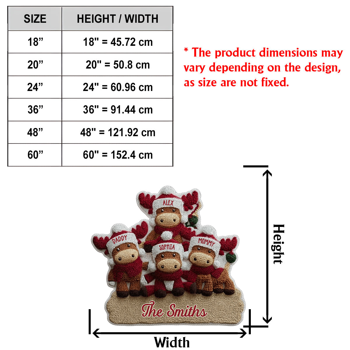 Reindeer Family - Personalized Family Non-Slip Tufted Rug