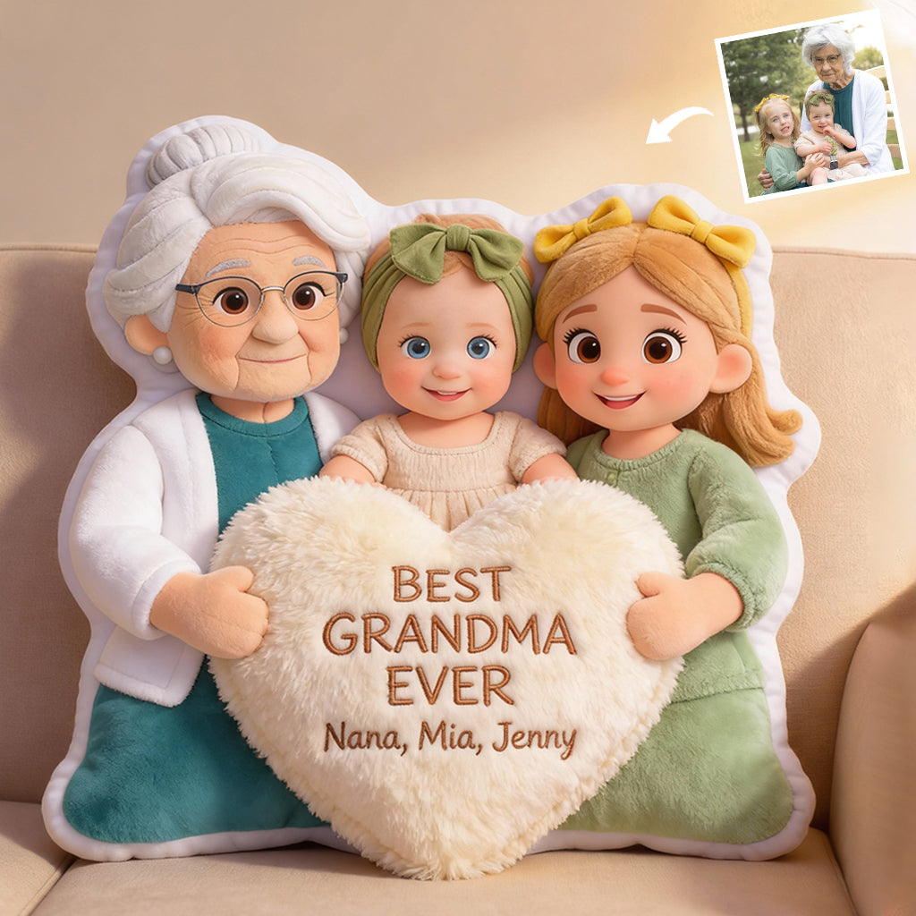 Best Grandma Ever - Personalized Grandma Faux Fur Shaped Pillow