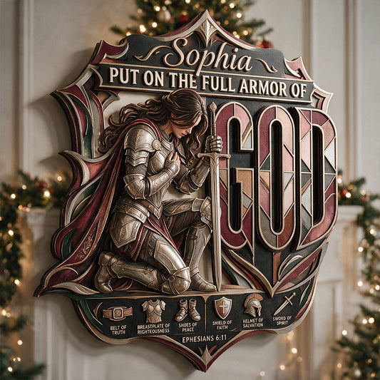 Rüstung Gottes Krieger - Personalisierte Christliche 3D-gedruckte Metalltafel