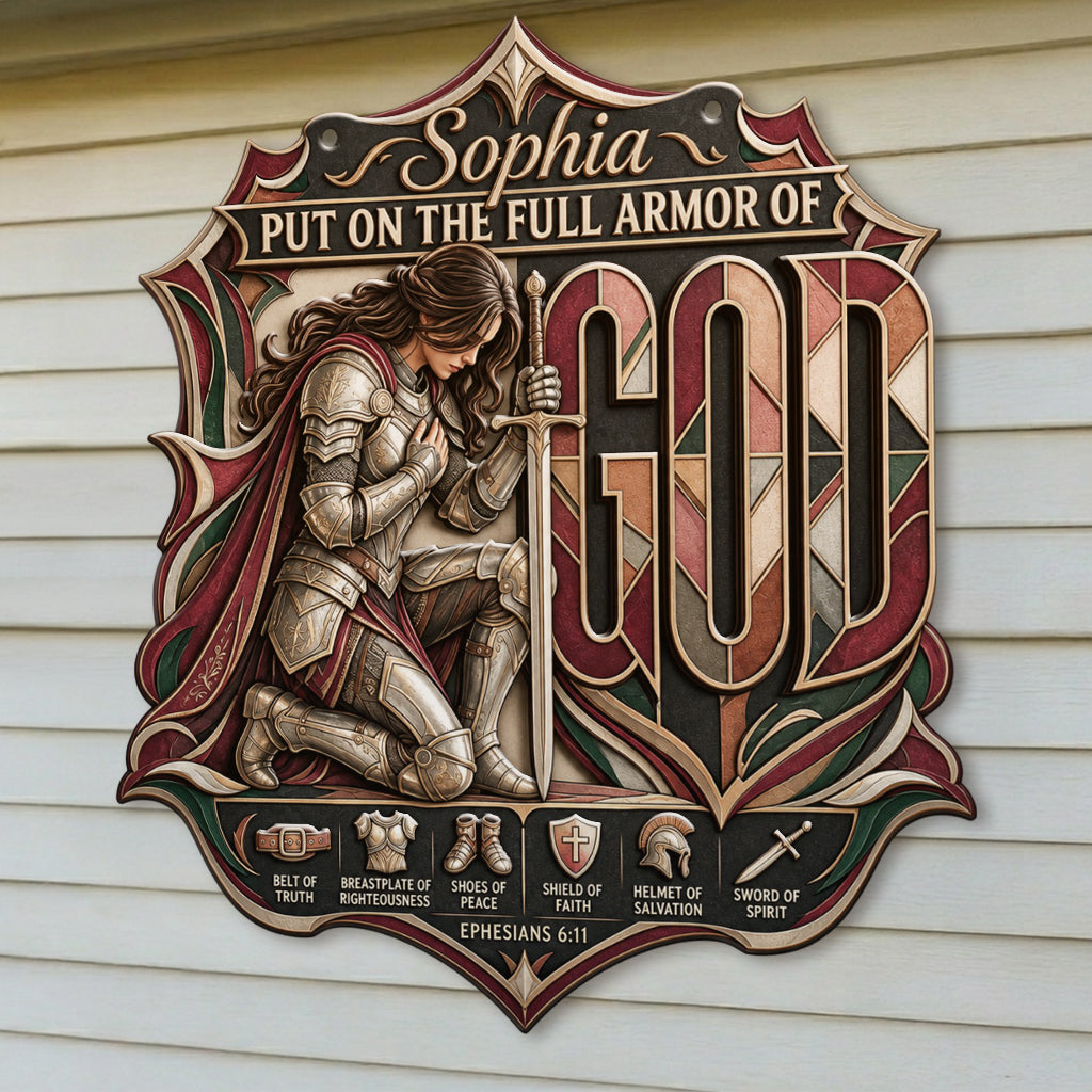 Armor Of God Warrior - Personalized Christian 3D Printed Cut Metal Sign