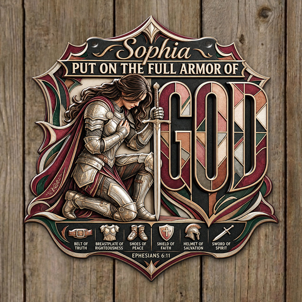 Armor Of God Warrior - Personalized Christian 3D Printed Cut Metal Sign