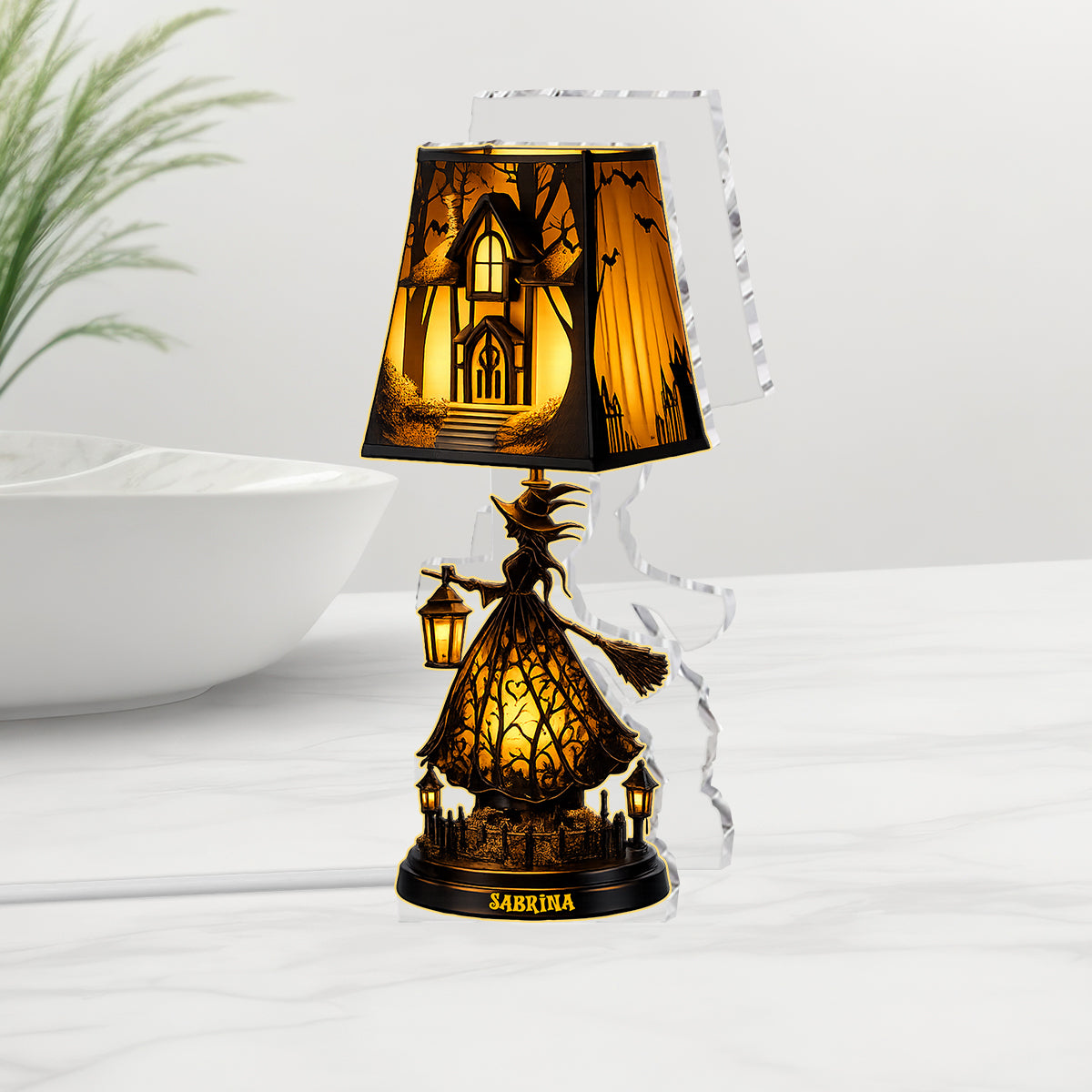 Happy Halloween - Personalized Witch Acrylic LED Night Light