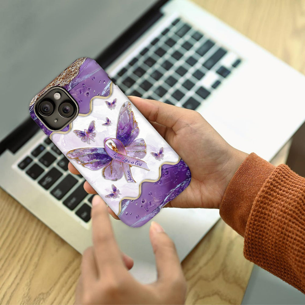 Combattez comme une fille - Coque de téléphone personnalisée avec impression intégrale pour la sensibilisation au lupus
