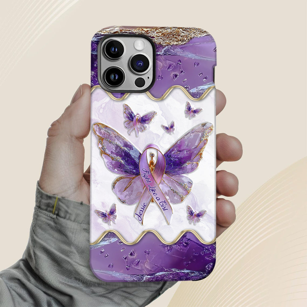 Combattez comme une fille - Coque de téléphone personnalisée avec impression intégrale pour la sensibilisation au lupus