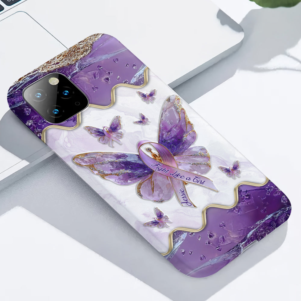 Combattez comme une fille - Coque de téléphone personnalisée avec impression intégrale pour la sensibilisation au lupus