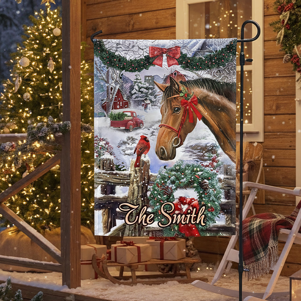 Merry Christmas - Personalized Horse House Flag