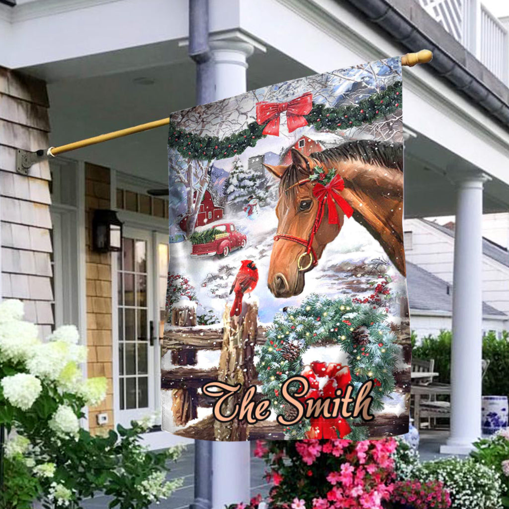 Merry Christmas - Personalized Horse House Flag