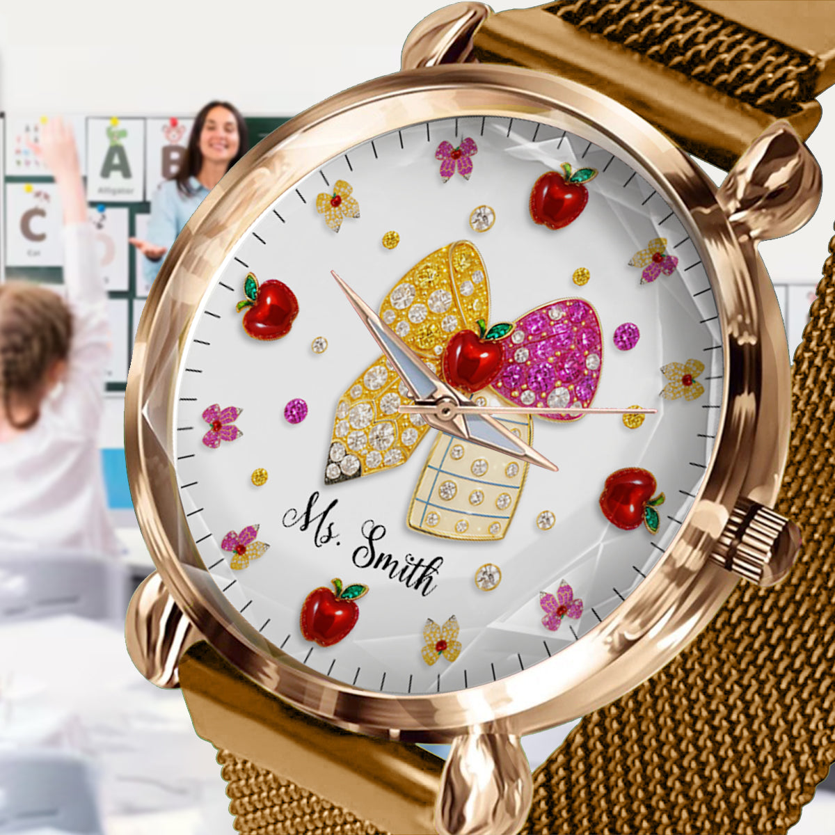 Liebe zum Lehrerberuf – Personalisierte Armbanduhr für Lehrerinnen