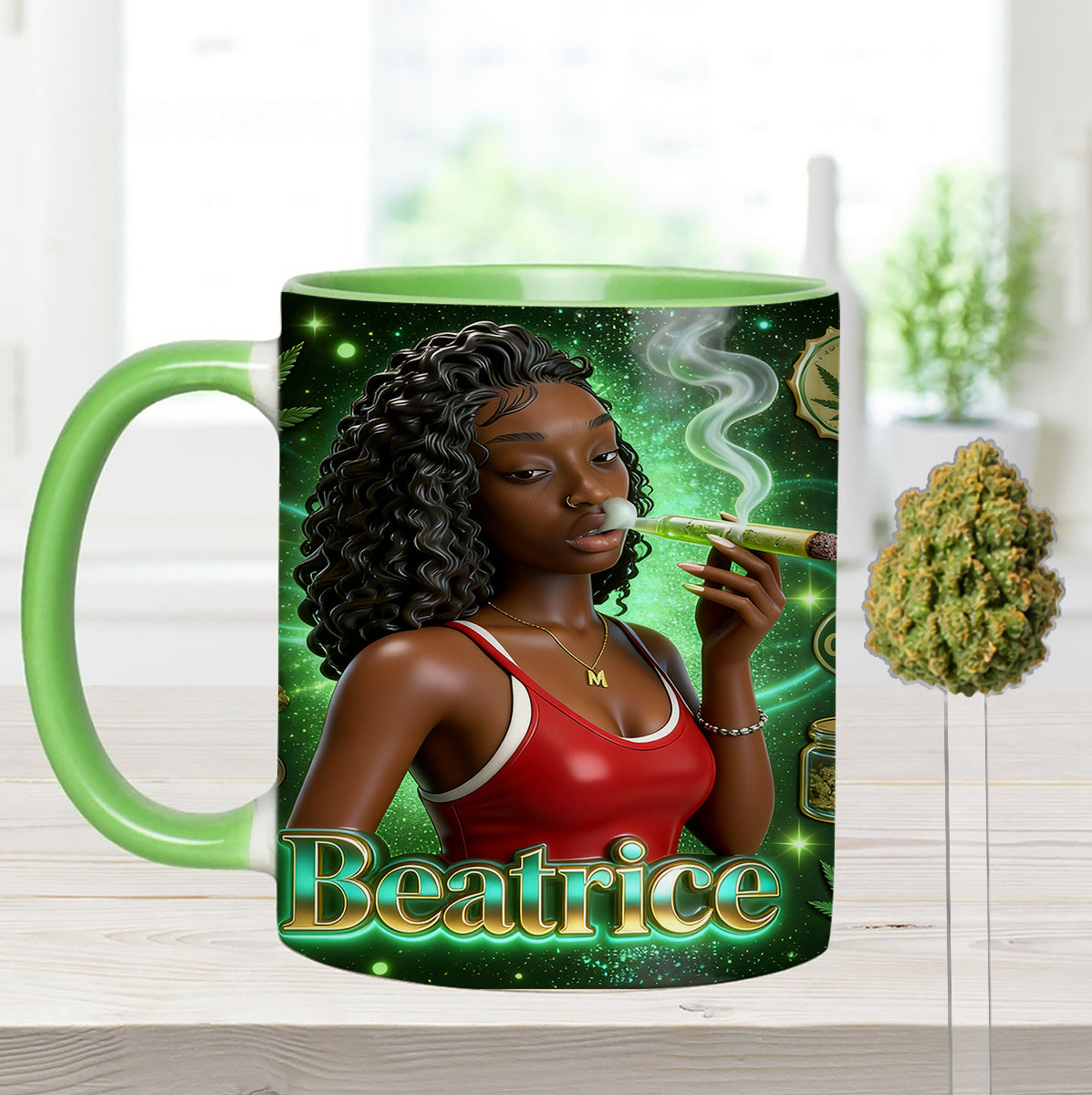 Love Weed – Personalisierter Weed-Set-Becher mit Acryl-Rührstäbchen