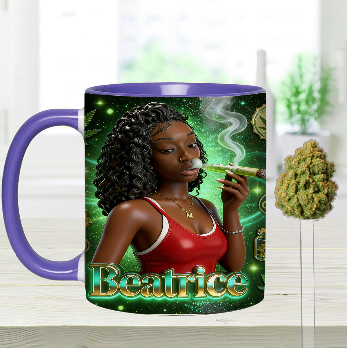 Love Weed – Personalisierter Weed-Set-Becher mit Acryl-Rührstäbchen